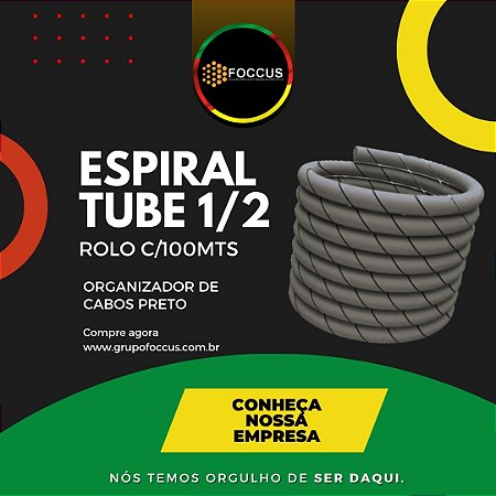 ESPIRAL TUBE PRETO 1/2 ORGANIZADOR DE FIOS E CABOS ROLO COM 100MTS
