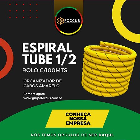ESPIRAL TUBE AMARELO 1/2 ORGANIZADOR DE FIOS E CABOS ROLO COM 100MTS