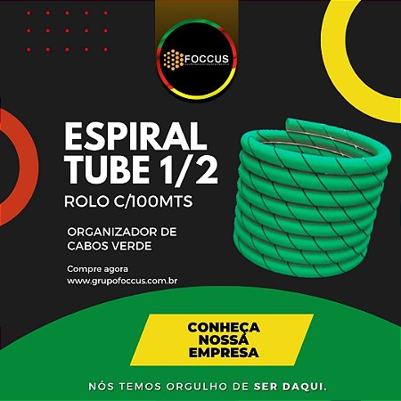 ESPIRAL TUBE VERDE 1/2 ORGANIZADOR DE FIOS E CABOS ROLO COM 100MTS