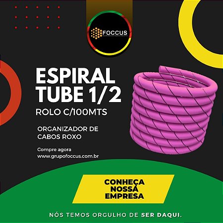 ESPIRAL TUBE ROXO 1/2 ORGANIZADOR DE FIOS E CABOS ROLO COM 100MTS