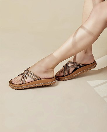 PAPETE  COM TIRAS EM STRASS ZAD BRONZE