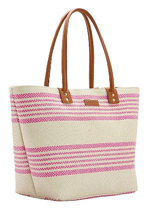 BOLSA FEMININA PALHA  DE PRAIA CHENSON PINK