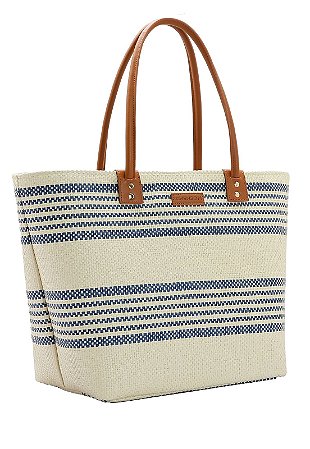 BOLSA FEMININA PALHA  DE PRAIA CHENSON AZUL