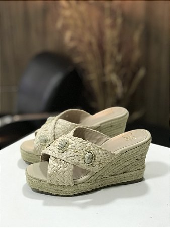 TAMANCO FEMININO ANABELA  LUIZA PALHA NATURAL