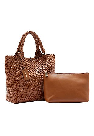 BOLSA FEMININA TRESSÊ ELEGANTE  MARROM + NECESSAIRE
