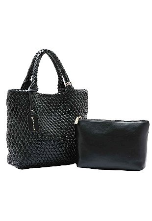 BOLSA FEMININA TRESSÊ ELEGANTE PRETA + NECESSAIRE