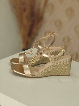 SANDÁLIA ANABELA FEMININA ZAD OURO LIGHT