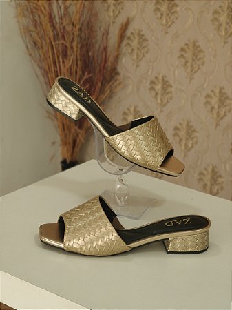 TAMANCO FEMININO SALTO BAIXO OURO LIGTH