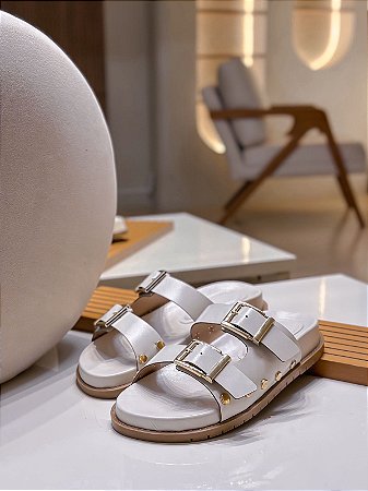 Sandália Papete Feminina ZAD Cor Off White