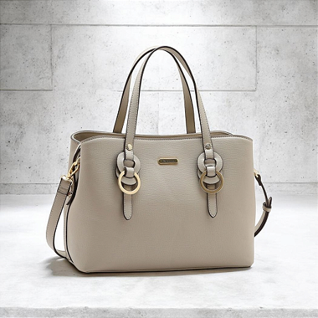 Bolsa Feminina De Mão Com Aça Transversal Clássica Chenson Cinza