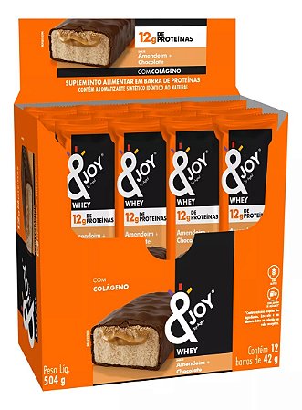 Barra Whey &Joy Amendoim + Chocolate 12g de Proteína 12x42g