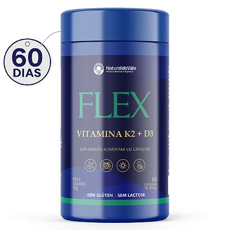 Vitamina K2 MK7 + D3 2000UI Flex 60 Doses - Natural do Vale