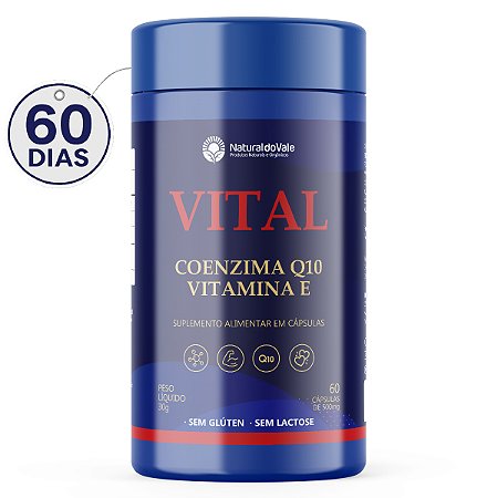 Coenzima Q10 + Vitamina E Vital 60 Doses - Natural do Vale