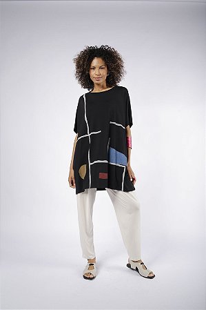 Blusa Plus Size em Viscolycra Premium com Estampa Manual Exclusiva Tamanho único