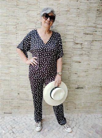 Conjunto Feminino Malha Fluity Estampa Pois | Leveza e Elegância