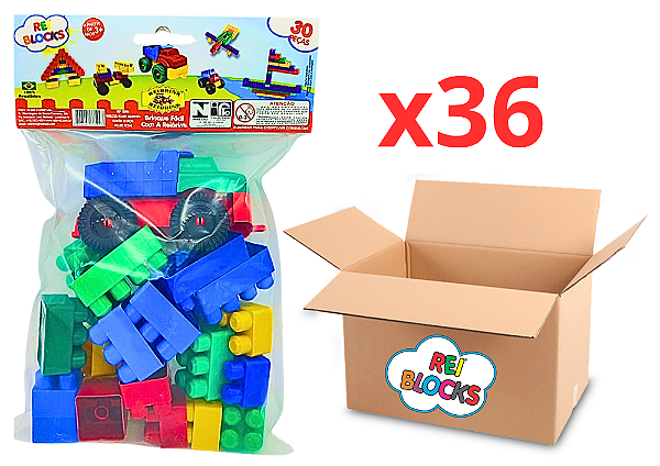 Blocos de Montar Pacote 30 Peças Caixa Fechada com 36 unidades Lembrancinha Atacado