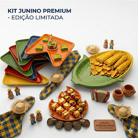 Kit Bandejas Festa Junina – Milho, Fogueira e Bandeirinha | Decoração Mesa de Doces São João