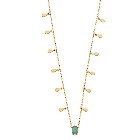 Colar Gotas com Oval Esmeralda