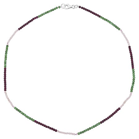 Colar Jade, quartzo rosa e granada
