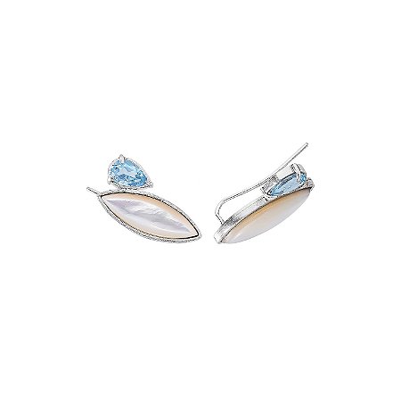 Brinco Earcuff Madre e topázio