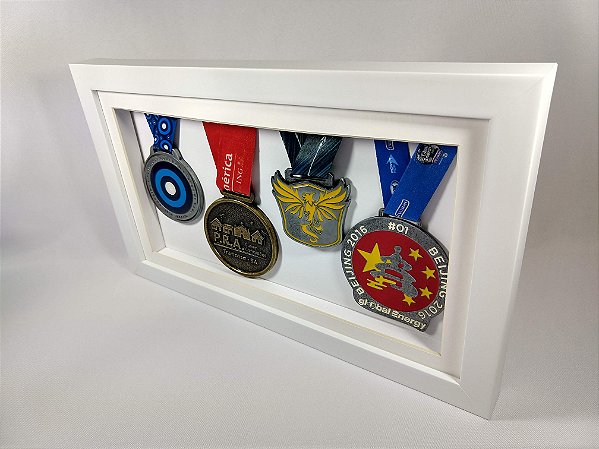 Moldura Portamedalha - Box Único 4 Medalhas - Branco