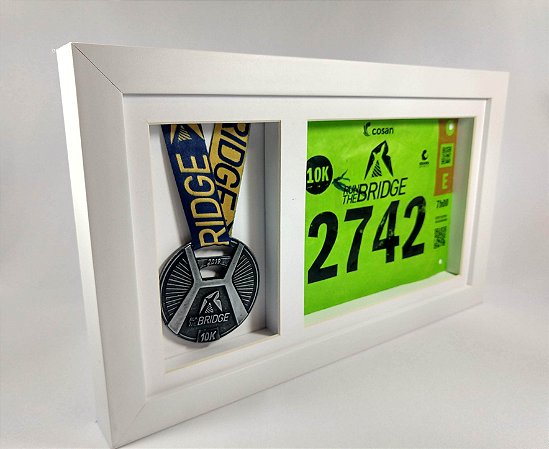 Portamedalha Horizontal Medalha e Numero do Peito Branco
