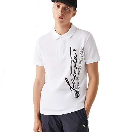 Polo Lacoste Assinatura Regular Fit Branca