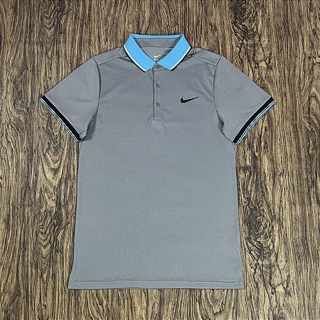 Polo Nike Dri-Fit Cinza/Azul