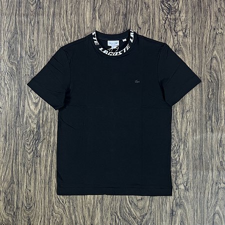 Camiseta Lacoste Gola Assinada Preta