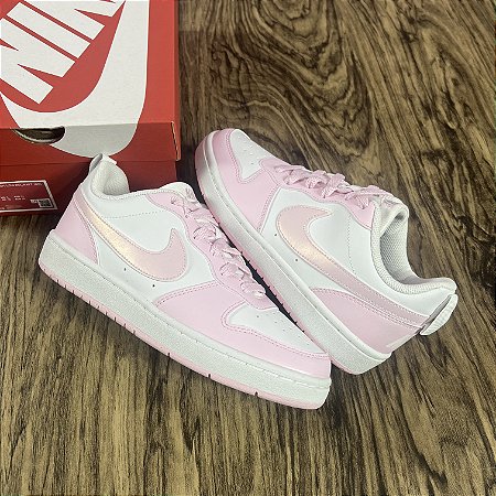 Tênis Nike Court Borough Low White/Pink Foam