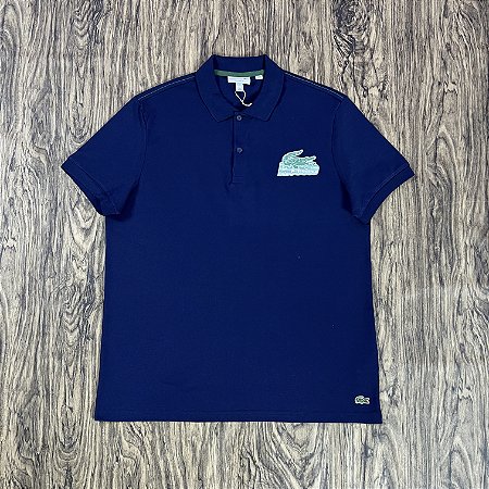 Polo Lacoste Regular Fit Piqué Azul Marinho
