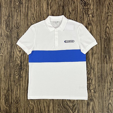 Polo Lacoste Regular Fit PH4605 Branca/Azul