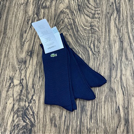 Meia Lacoste Azul Marinho (3 Pares)