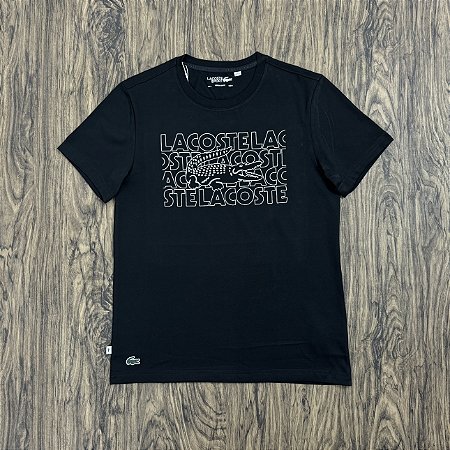 Camiseta Lacoste Letras TH9950 Preta