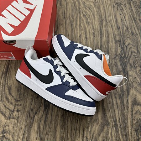 Tênis Nike Court Borough Low Branco/Azul/Vermelho