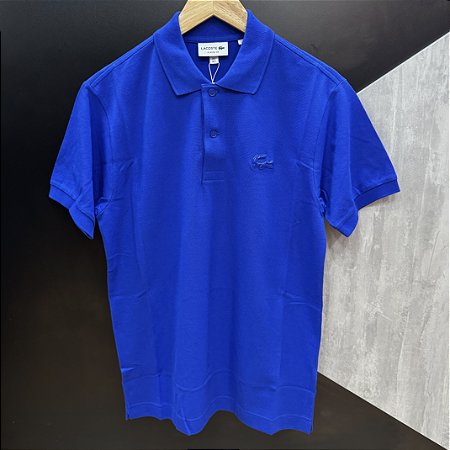 Polo Lacoste Classic Fit Azul Royal Croco 3D