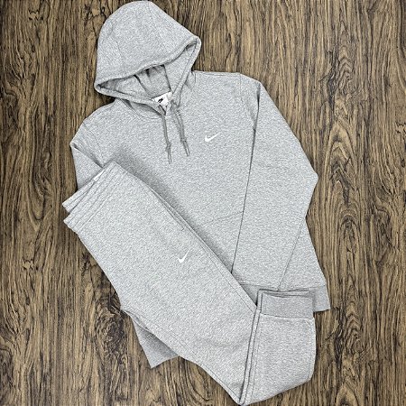 Conjunto Nike Sportswear Mini Swoosh Cinza Moletom