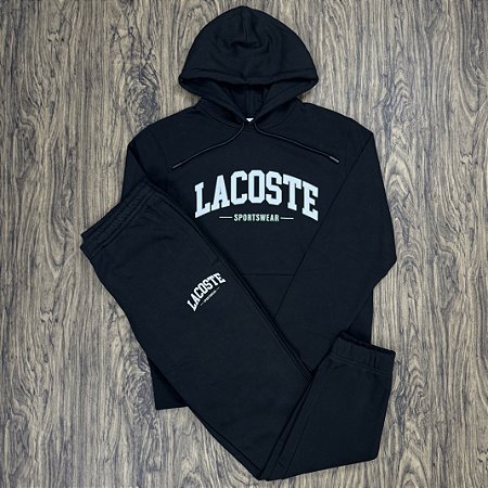 Conjunto Lacoste Moletom Letreiro SH2284 Preto