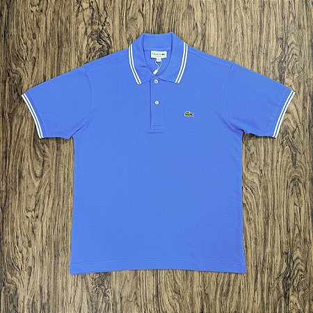 Polo Lacoste Classic Fit Azul Com Branco
