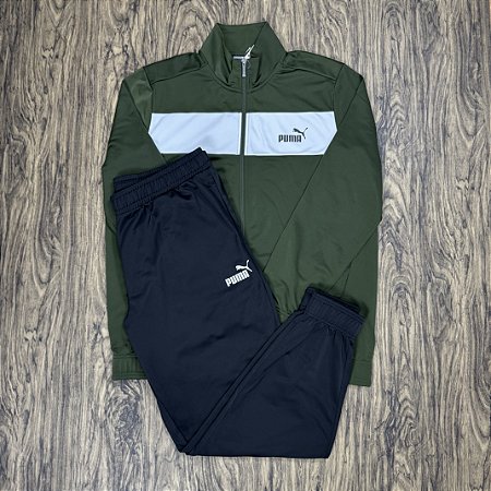 Agasalho Puma Tracksuit Verde com Branco