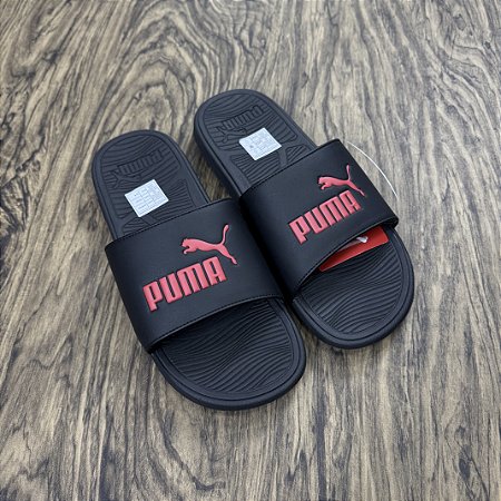 Chinelo Puma Preto com Vermelho