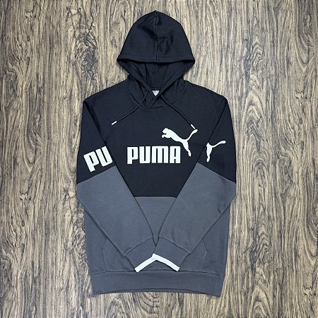 Moletom Puma Power Big Logo Preto c/ Chumbo