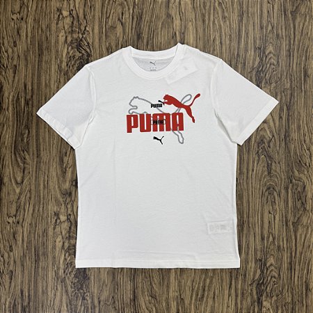 Camiseta Puma Big Logo Branca c/ Vermelha
