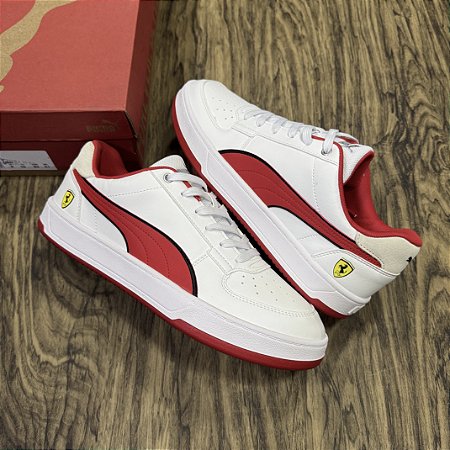 Tênis Puma Caven Ferrari Branco com Vermelho