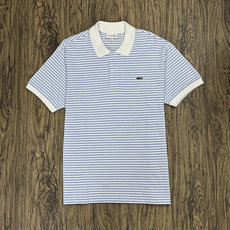 Polo Lacoste Listrada Azul com Branco PH9753