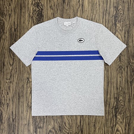 Camiseta Lacoste Paris Cinza com Azul