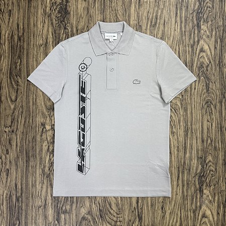 Polo Lacoste Letreiro PH5526 Cinza