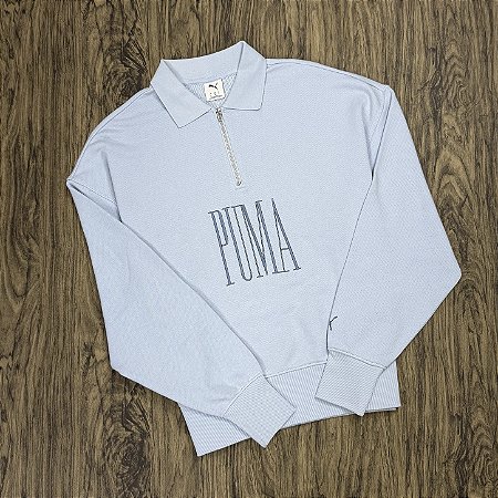 Moletom Polo Puma Meio Ziper Puma Azul Bebê
