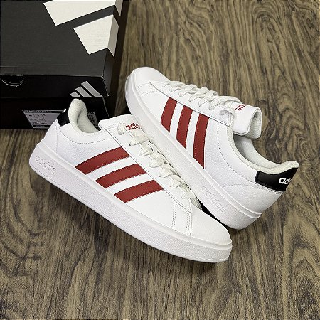 Tênis Adidas Grand Court 2.0 Branco com Vermelho
