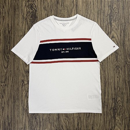 Camiseta Tommy Hilfiger Block Logo XM07453 Branca